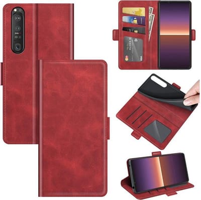 MobyDefend Hoesje - Geschikt voor Sony Xperia 1 III - Luxe Wallet Book Case (Sluiting Zijkant) - Rood