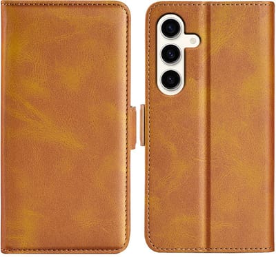 MobyDefend Hoesje - Geschikt voor Samsung Galaxy S24 Plus (S24+) - Luxe Wallet Book Case (Sluiting Zijkant) - Lichtbruin