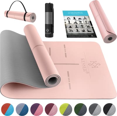 KESSER® Yoga Mat Extra Dik 183x61cm - Turnmat TPE Fitnessmat Gewatteerd & Antislip Yogamat Trainingsmat voor Fitness Pilates & Gymnastiek - Roze