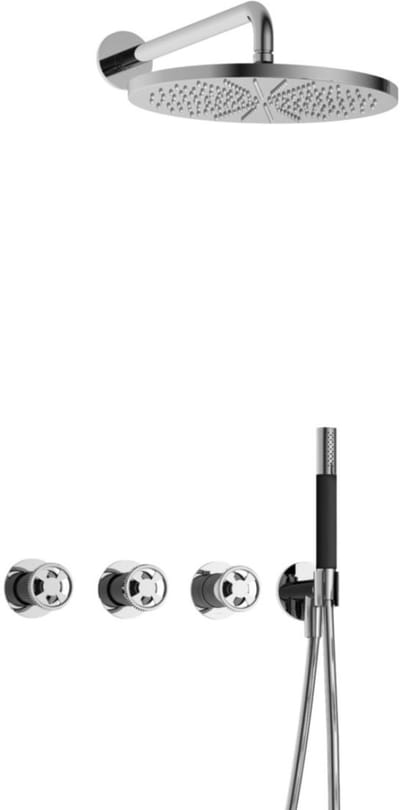 Hotbath Cobber - CW7067 - Inbouw Regendoucheset - Chroom - 2 Stopkranen - Thermostatisch - Wandarm 40 cm - Hoofddouche 300 mm - Ronde Handdouche - met M106 - Waterbesparend