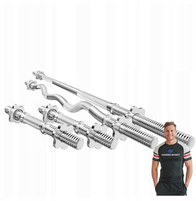 Marbo Sport - Halterstangen set - Barbell Set - MWG4 - Rechte en gebogen stang - 30 mm - Voor krachttraining en thuisgym en Home Gym
