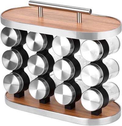 Spice Rack Set, Universal Kitchen Organiser, Spice Stand with 12 Spice Jars, Art Style Decorations, Spice Stand, Spice - ShopVlot