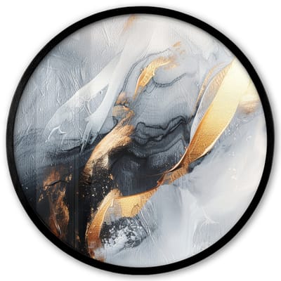 Poster in lijst Rond - Fotolijst 40x40 cm - Posters - Abstract - Goud - Verf - Aesthetic - Art - Ronde posterlijst zwart - Decoratie - Wanddecoratie woonkamer - Muurdecoratie slaapkamer