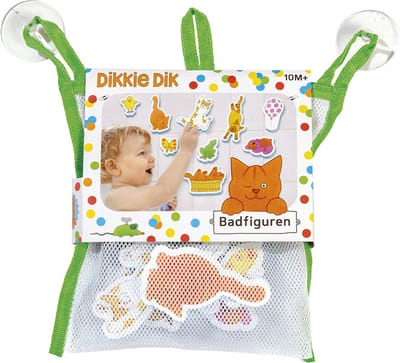 Dikkie Dik badspeelgoed badfiguren, educatief speelgoed in opbergnetje - peuter kleuter speelgoed - Bambolino Toys - Vanaf 1 jaar