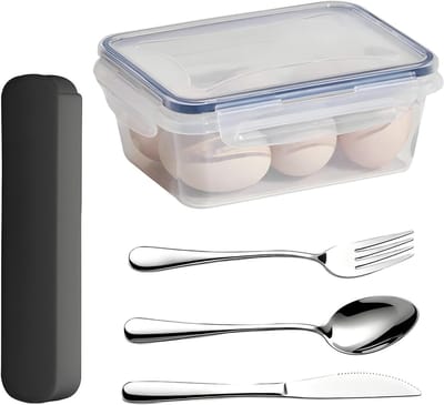 Plastic opbergdozen met deksel voor vriezer en magnetron, vierkant en plat, ideaal voor bestek en voedselopslag