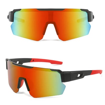 Set van twee gepolariseerde sportzonnebrillen Geschikt voor dames en heren, fietsbrillen met UV400-bescherming, Geschikt voor hardlopen, fietsen, vissen, autorijden, golfen en skiën (rood).