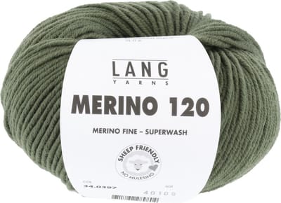 Lang Yarns Merino 120 - 397 mosgroen - Merinowol Garen