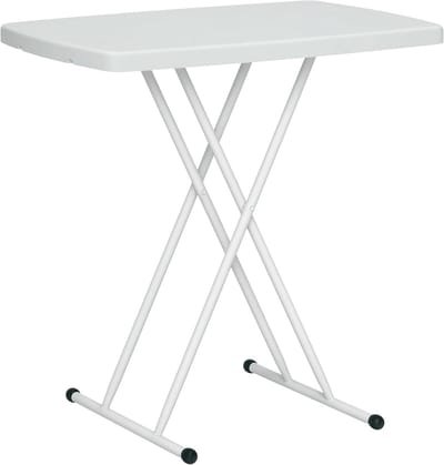 Verstelbare bijzettafel - Inklapbare tuintafel - Buiten dineren - 6-traps hoogteverstelling - 76 x 50 x 74 cm - Wit