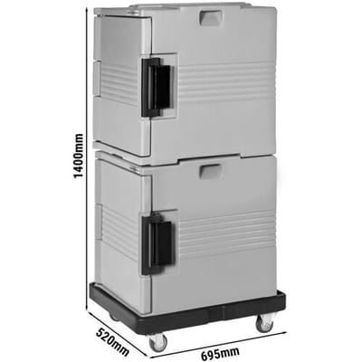 GGM Gastro 2x Thermobox - Frontlader - 58 Liter - für 12x GN 1/1 - inkl. Transportwagen