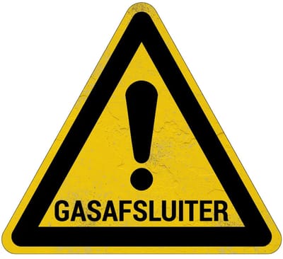 Gasafsluiter waarschuwingsbord | Sign Again materiaal | 15 cm