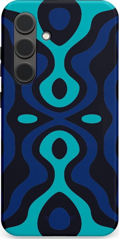 Casetastic Hoesje Geschikt voor Samsung S24 - Stijlvolle Beschermende Duo-layer Case - Blauwe Golf Lijnen