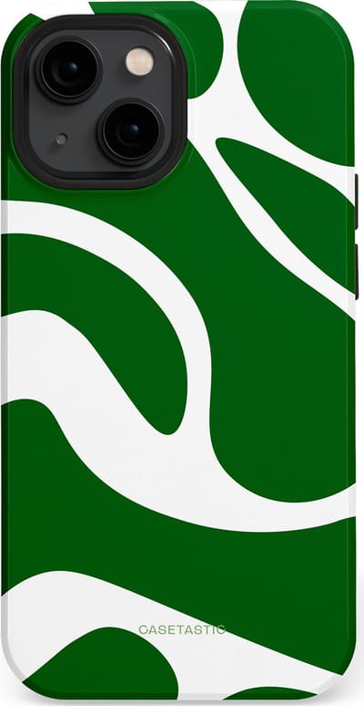 Casetastic Hoesje Geschikt voor Apple iPhone 13 Mini Magsafe - Stijlvolle Beschermende Duo-layer Case - Groene Golven