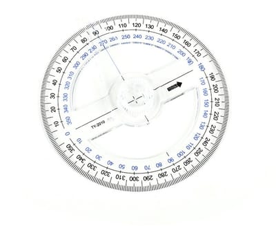 Koershoekmeter - 126mm - 360 graden – 2 Draaibare schijven - Wiskunde - Degree ruller – Kunststof – Blauw - LOUZIR