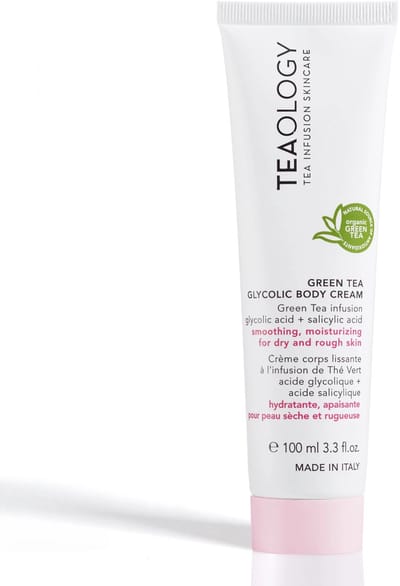 Teaology Green Tea Glycolic Body Cream 100 ml - Gladmakende en Hydraterende Bodycrème met Groene Thee, Glycolzuur en Salicylzuur - Voor Droge, Ruwe Huid en een Egale, Stralende Huidtextuur