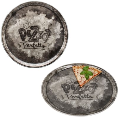 MamboCat 2-delige set pizzavazen PERFETTO Zwart Ø31,5cm van porselein - 164195