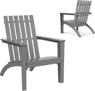 KOMFOTTEU Adirondack Stoel van acaciahout, tuinstoel met rugleuning en armleuningen, ergonomische houten stoel, tuinstoel tot 160 kg, relaxstoel voor balkon, tuin, strand