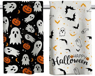 MTTproducts- Keukenhanddoeken 2 Stuks - Microfiber - 18x26 Inch - Halloween Design - Eenvoudig te Wassen - Praktische Keukenhulp - Theedoeken