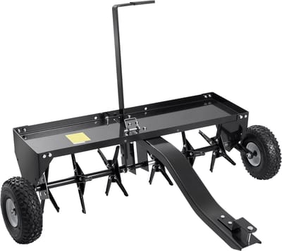 40-inch trekbare gazonbeluchter met universele koppeling, achterop te trekken beluchter met afwisselende ijzeren pinnen voor tuinen, gazons en boerderijen