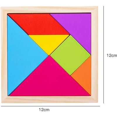 1 Stuks Gekleurd Tangram Puzzel Speelgoed Van Grenenhout Met Patroonpapier Meerdere Maten Beschikbaar Geschikt Voor Kinderen Vanaf 3 Jaar blue