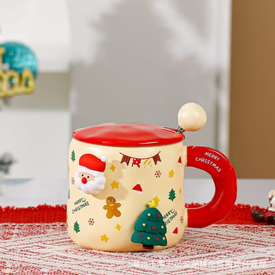 Creatieve Leuke Kerstbeker Kerstmok DIY Keramische Beker Koffiekop Ontbijtkop Souvenir Waterbeker 400ML