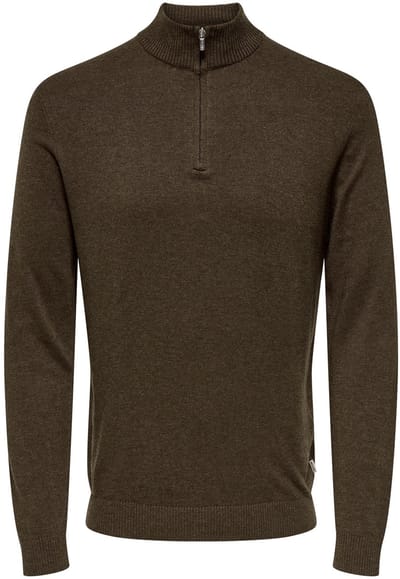 ONLY&SONS - ONSLOUI REG 12 MEL HALF ZIP KNIT NOOS - Heren - Gebreide truien
