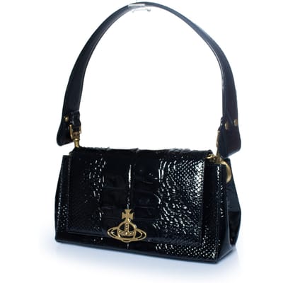 Vivienne Westwood tas met krokodillenprint in zwart hazelnootbruin