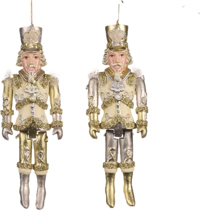 Goodwill Kersthanger Notenkraker Crème-Goud 17 cm Voordeelass. Per 2 Stuks