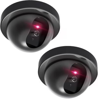 2 Stuks - Nep Dome Beveiligingscamera - Met Knipperend Rood LED-Licht - Zwart Model - Afschrikkende Dummy Camera