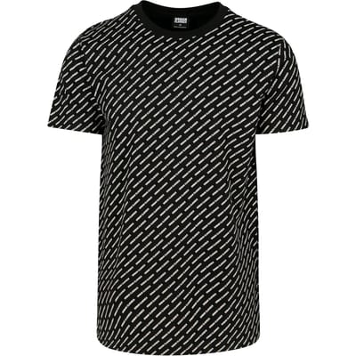 Urban Classics - Allover Logo Heren Tshirt - L - Zwart