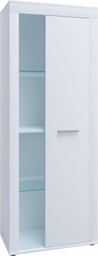 Houten ladekast dressoir highboard vitrinekast woonkamer kast Usilo draaideur glas