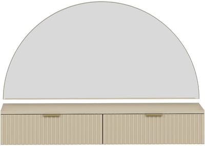 Vente-unique Hangende kaptafel met spiegel en ledverlichting - 2 lade - Beige - FRALYN