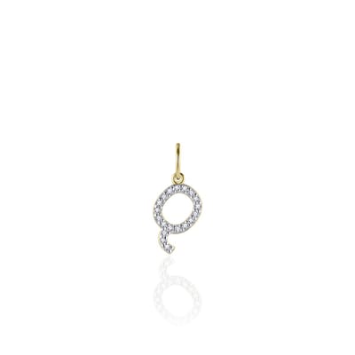 Gisser Jewels - Hanger excl. Collier - Letter Q gezet met Zirkonia - 8mm - Geelgoud Verguld Zilver 925