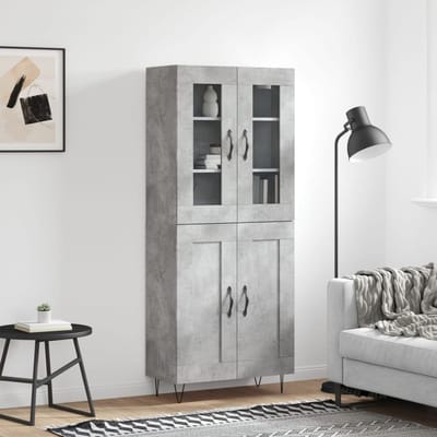 vidaXL - Hoge - kast - 69,5x34x180 - cm - bewerkt - hout - betongrijs