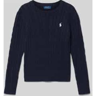 Gebreide pullover met kabelpatroon en ronde hals