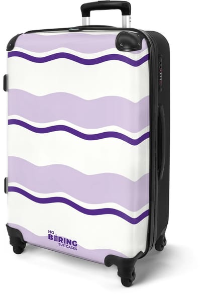 NoBoringSuitcases.com® - Koffer groot - Rolkoffer lichtgewicht - Golvende strepen in paarse tinten - Reiskoffer met 4 wielen - Reis trolley - Grote valies XL - Bagagekoffer op wieltjes - 20 kg bagage - Ruimbagage middelgroot