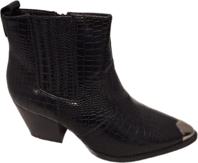 LUCKYSHOES-ENKELLAARSJE-BLOKHAK 7CM-CROCODILE LEDERLOOK-41