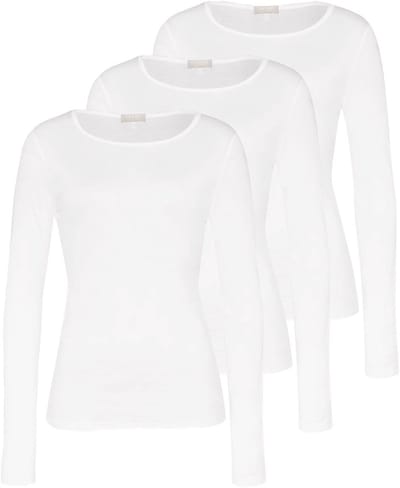Hanro Dames onderhemd lange mouw 3 pack Ultralight