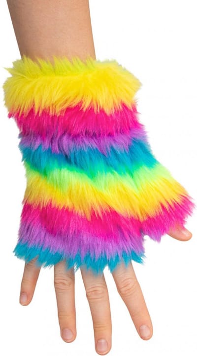 KIMU® Vingerloze Handschoenen Regenboog Bont - Handschoen Zonder Vingers Pride - Unicorn Gekleurd Handschoen Dames Heren Jongen Meisje Festival