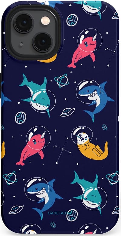 Casetastic Hoesje Geschikt voor Apple iPhone 13 Magsafe - Stijlvolle Beschermende Duo-layer Case - Ruimte Oceaan Blauw