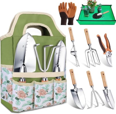 Tuingereedschap Set - Tuinbenodigdheden - Tuinonderhoud - Roestvrij Staal - 9 Delig - Zilver