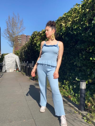 Rib Knitted Broek & Top Lounge Set