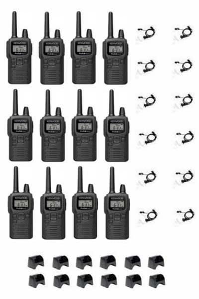 Set van 12 Kenwood PKT-300 ProTalk XLS IP52 PMR446 mini portofoons en C-ring oortje