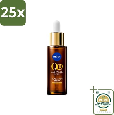 25 x NIVEA - Gezichtsserum - Q10 Dubbele Werking Anti-Rimpel - Dubbele werking - Vermindert & voorkomt rimpels - 30 ml - Grootverpakking - Anti-aging Serum - Rimpel Serum - Q10 Serum - Glycatie Serum - Anti-aging