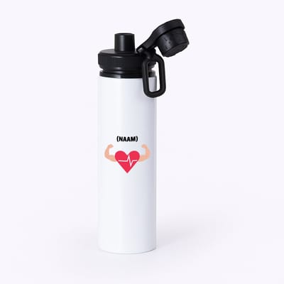 Hacebo® - Bodybuilding met eigen naam waterfles met draaidop zwart - Fitness - Bodybuilder - Sport - water fles - 850ML