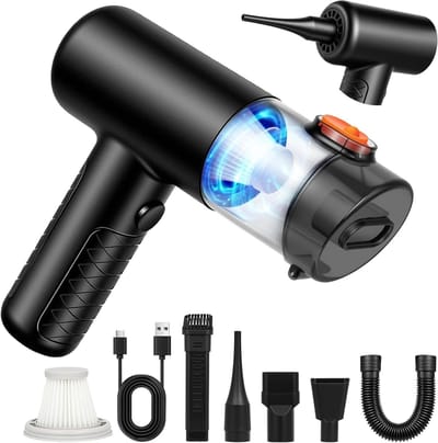 Draadloze Handstofzuiger, 20.000Pa Kracht, 4-in-1 Auto Stofzuiger met Accessoires, Mini Stofzuiger voor Huisdieren en Auto, Oplaadbare en Handzame Stofzuiger