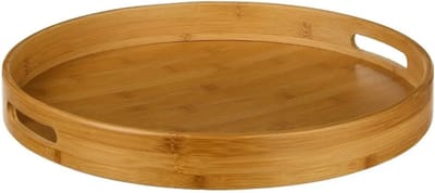 Secret de Gourmet Dienblad - serveerblad - bamboe bruin - met handvaten - D40 cm