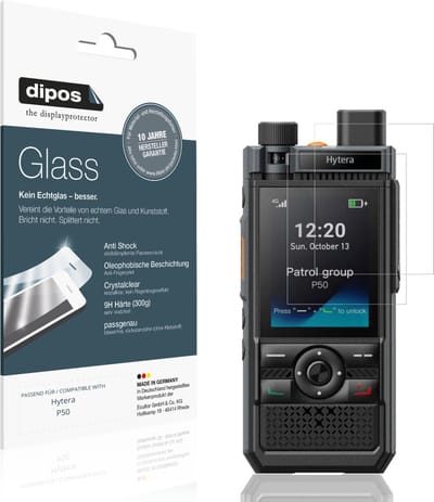 dipos – 2x Pantserfolie geschikt voor Hytera P50 | 9H Screenprotector