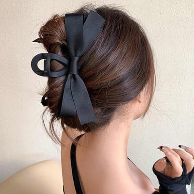 Grote Fluwelen Strik Mode Elegante Dames Zwarte Strik Haarklauw Haarclips Vintage Satijnen Haarspelden Koreaanse Haaraccessoires