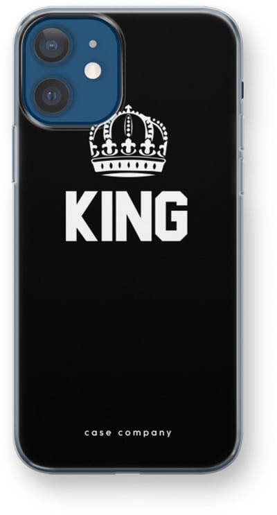 Case Company® - Hoesje geschikt voor iPhone 12 mini hoesje - King zwart - Soft Cover Telefoonhoesje - Bescherming aan alle Kanten en Schermrand