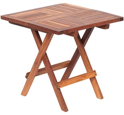 Klaptafel Teakhout - Bijzettafel Inklapbaar - Buiten Zitten - Ruimtebesparend Ontwerp - 50 x 50 x 50 cm - Bruin
